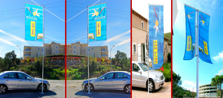 Mat Drapeau Mât Télescopique DEKOVALENZ 5m - PRV, Pour Drapeaux Bali Balai Télescopique
